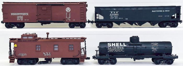 Lionel Prewar O Gauge 714 Box Car - 716 Hopper - 715 Shell Tank Car - 717 Caboose