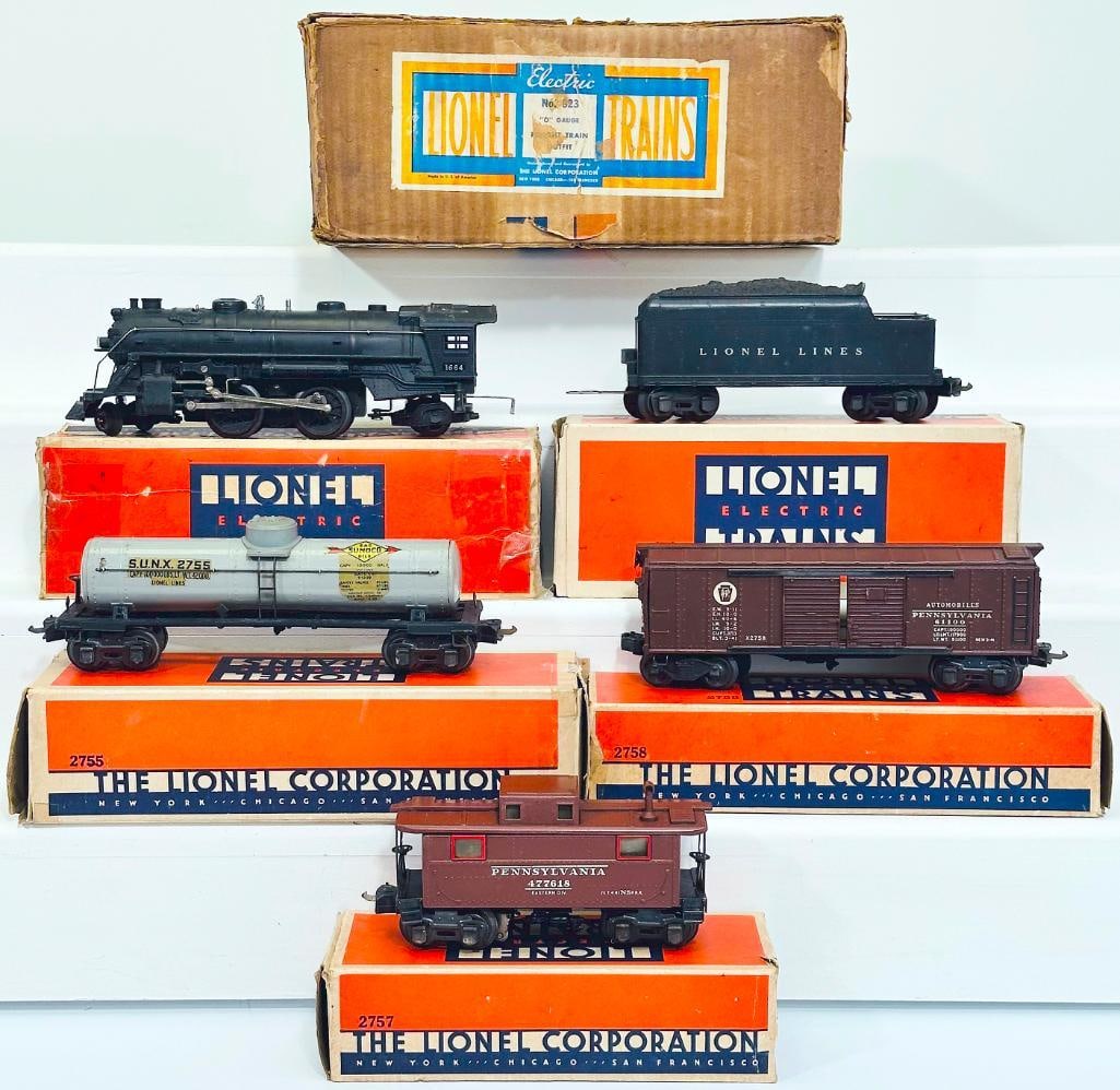 Lionel Prewar O Gauge Outfit No. 823  1664 Black Locomotive Freight Set Boxed (1 of 14)