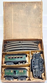 American Flyer Prewar O Gauge 1218 Black Electric Locomotive and 1306 - 1205 Passenger Cars