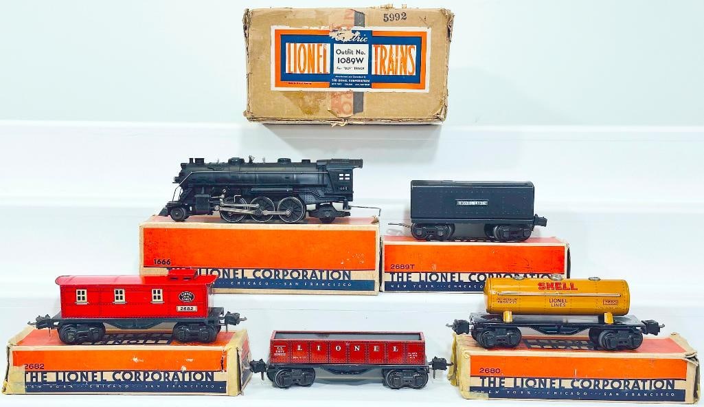 Lionel Prewar O Gauge Outfit No. 1089W Black 1666 Freight Set Boxed (1 of 15)