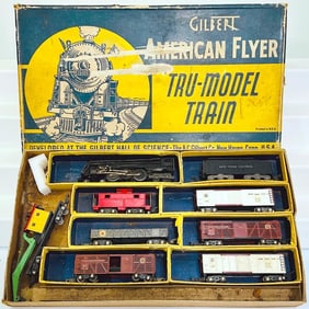 American Flyer Prewar O Gauge Outfit No. 4021 black 531 Hudson Freight Set Boxed
