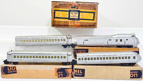 Lionel Prewar O Gauge Outfit No. 751E Aluminum City of Portland Streamliner Set with extra Car Boxed (1 of 12)