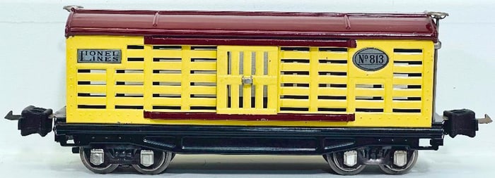 Lionel Prewar O Gauge 813 Cream and Maroon Nickel Plate Livestock Car Rare