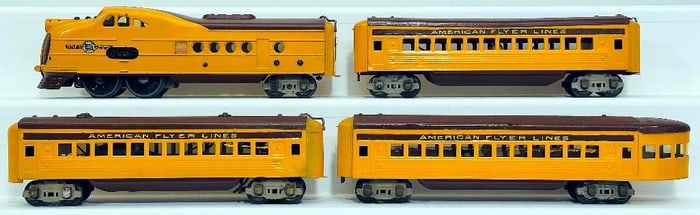 American Flyer Prewar O Gauge Union Pacific 4 Car Streamliner Set