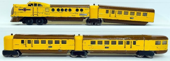 Lionel Prewar O Gauge 636W City of Denver yellow and brown Streamliner Set