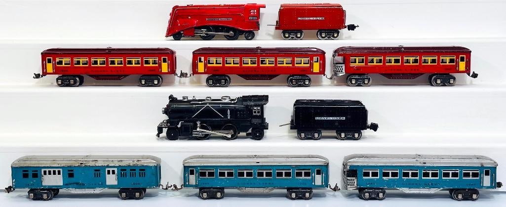 Lionel Prewar O Gauge 249E Black Nickel Locomotive & Black Tender/264E Red Comet Locomotive & Tender (1 of 10)