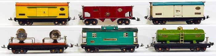 Lionel Prewar O Gauge Six (6) Assorted Freight Cars