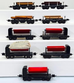 Lionel Prewar O Gauge 3659 Dump Car X5 and 3651 Lumber Car with Lumber X4