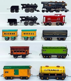 American Flyer Prewar O Gauge 2 - 4 - 4 Gunmetal 4603 Locomotive & Gunmetal Tender/Assorted Freights