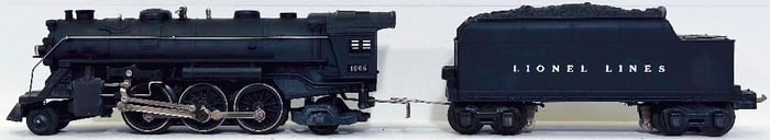 Lionel Prewar O Gauge 1666 Black Locomotive and 02666W Black Tender