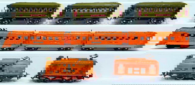 Lionel Prewar O Gauge orange gray Lionel Junior set - orange 248 Electric Locomotive -252 Locomotive