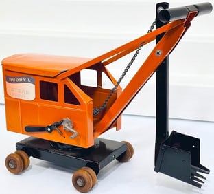 Buddy L Postwar Steam Shovel orange and black