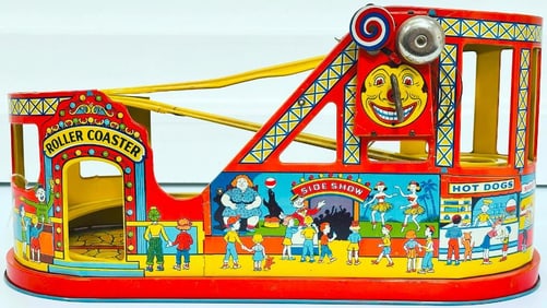 Chein Postwar Roller Coaster yellow and red