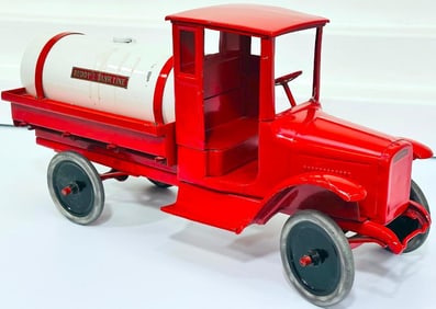 Buddy L Prewar #206A red and white Tank Line Truck