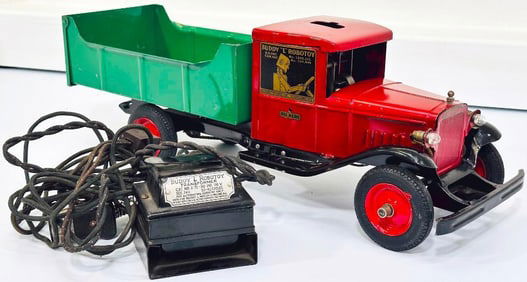 Buddy L Prewar #75 Robo Toy Remote-Control Dump Truck red/green/black