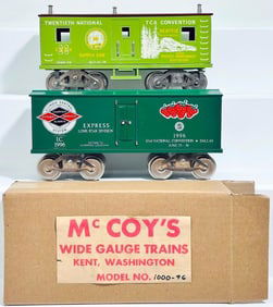 McCoy Modern Standard Gauge 1966 TCA Convention Box Car in Dallas Texas and 1974 TCA Convention Car