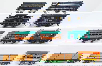 American Flyer Prewar O Gauge Black Streamliner Locomotive and black Tender/1218 Black Electric Loco