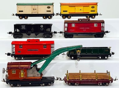 Lionel Prewar O Gauge Eight (8) Assorted Freight Cars