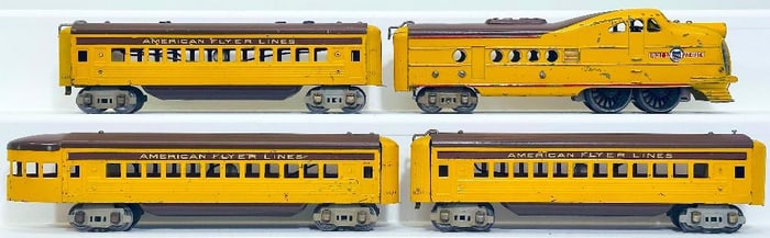 American Flyer Prewar O Gauge Union Pacific 4 Car Streamliner Set