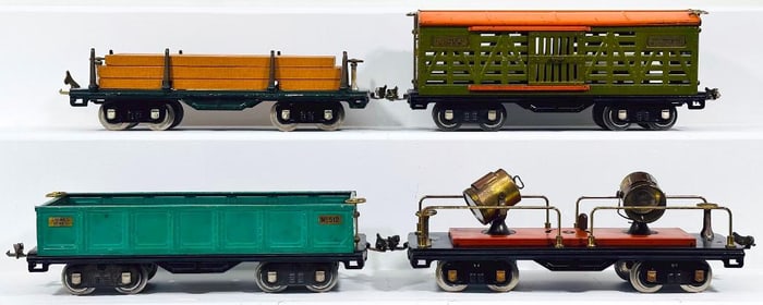Lionel Prewar Standard Gauge 511 - 512 - 520 - 513 Freight Cars