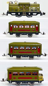 Lionel Prewar O Gauge 252 green Electric Locomotive and 529 - 529 - 530