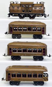 Lionel Prewar O Gauge Mojave 254 Electric Locomotive and 610 - 610 - 612 Mojave Passenger Cars