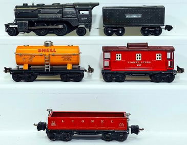 Lionel Prewar O Gauge 258 Gunmetal Locomotive and 2689TX Tender with 654/652/657