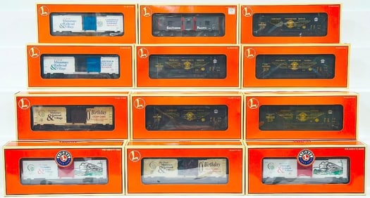 Lionel Modern O Gauge Twelve (12) Assorted Freight Cars Boxed
