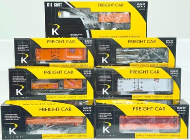 K - Line Modern O Gauge Seven (7) Assorted Freight Cars Boxed