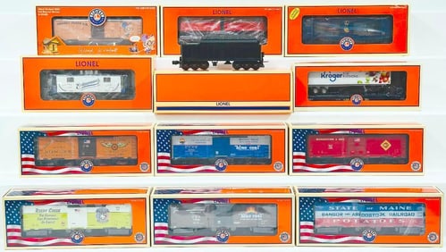 Lionel Modern O Gauge Eleven (11) Assorted Freight Cars and 2426 RS Rail Sounds Steam Tender