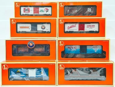 Lionel Modern O Gauge Eight (8) Assorted Freight Cars Boxed
