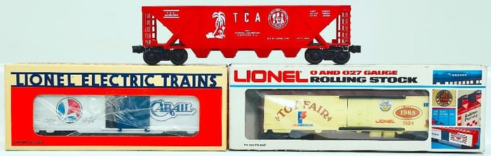 Lionel Modern O Gauge Conrail Comm. Box Car/Home Toy Fair 1985 7524 Box Car/TCA 6436 - 1969 Hopper