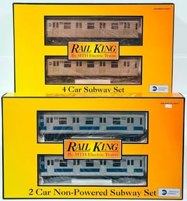 MTH Modern O Gauge MTA  -   PS 1.0 4 - Car Subway Set and MTA 2 - Car Subway Nonpowered Set silver