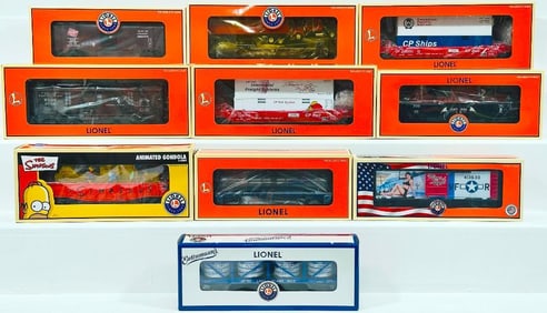 Lionel Modern O Gauge Ten (10) Assorted Freight Cars Boxed