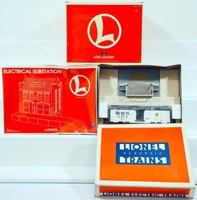 Lionel Modern O Gauge Electrical Substation/164 Log Loader/Operating Milk Car #6  -   9220