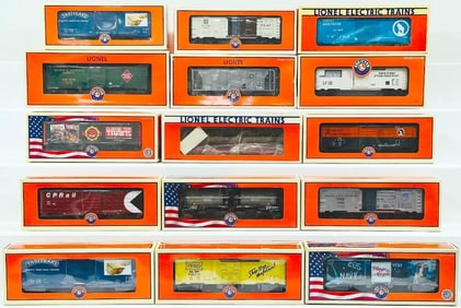 Lionel Modern O Gauge Fifteen (15) Assorted Freight Cars Boxed