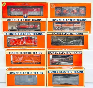 Lionel Modern O Gauge Ten (10) Assorted Freight Cars Boxed