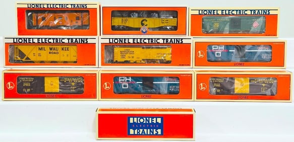 Lionel Modern O Gauge Ten (10) Assorted Freight Cars Boxed