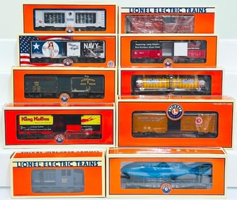 Lionel Modern O Gauge Ten (10) Assorted Freight Cars Boxed
