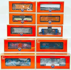 Lionel Modern O Gauge Ten (10) Assorted Freight Cars Boxed