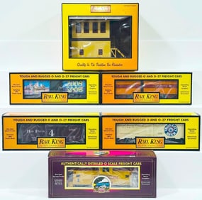 MTH Modern O Gauge Pennsylvania Switch Tower and Five (5) Assorted Freight Cars Boxed