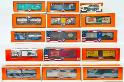Lionel Modern O Gauge Fifteen (15) Assorted Freight Cars Boxed