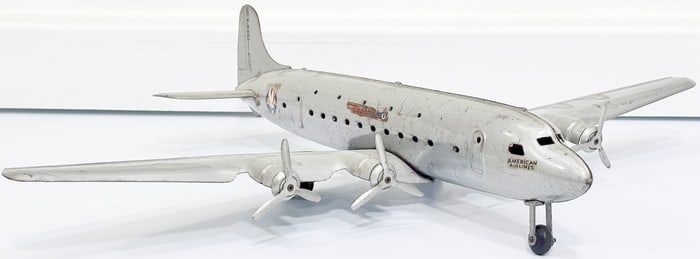 Marx Postwar American Airlines DC 4 Prop silver Airplane