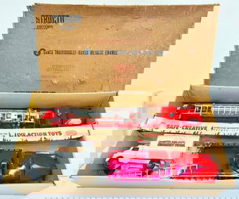 Structo Postwar Fire Rescue Set red white with original box