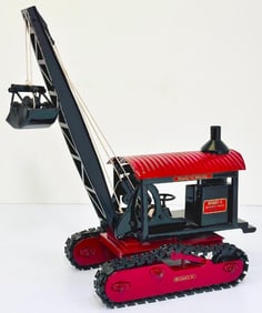 Buddy L Prewar Clam Shell dredge on tracks black and red made 1929 to 1930