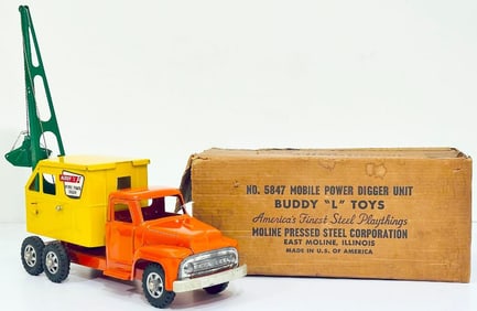 Buddy L Postwar 5847 Mobile Power Digger Unit yellow/orange/green manufactured in 1955