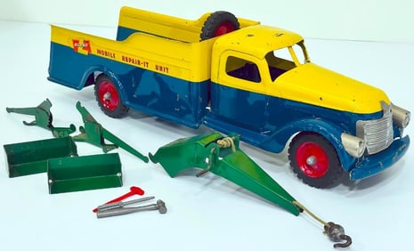 Buddy L Postwar 3667 Repair  -  It Tractor with rare color combination of yellow and blue