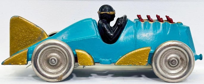 Hubley Prewar 8 Cylinder Race Car Streamlined from the 1930s