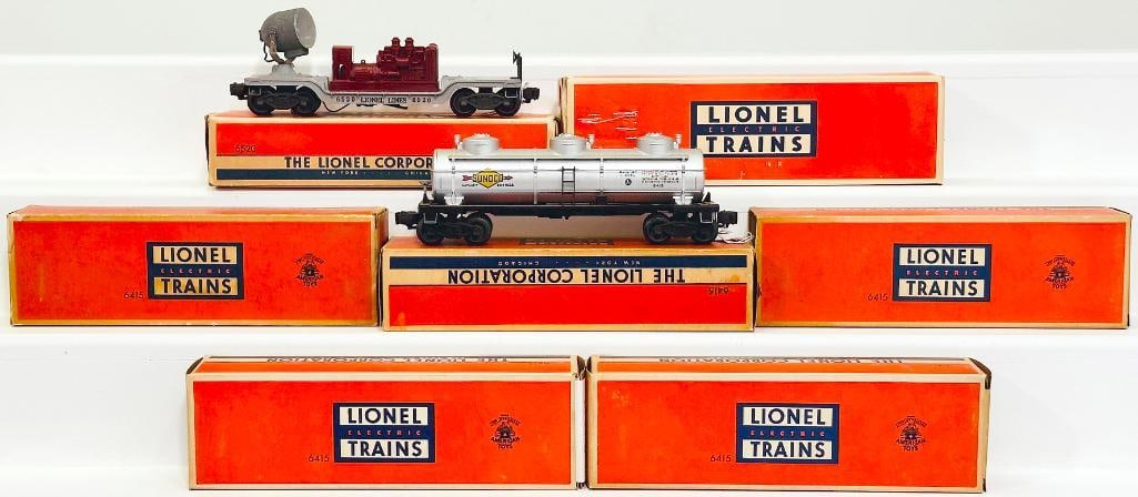 Lionel Postwar O Gauge 6520 Searchlight Car/6415 Tank Car X5/6045 Service Tank Car (1 of 8)