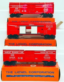 Lionel Postwar O Gauge 6530 Fire and Safety Training Car/6470 and 6448 Exploding Target Cars